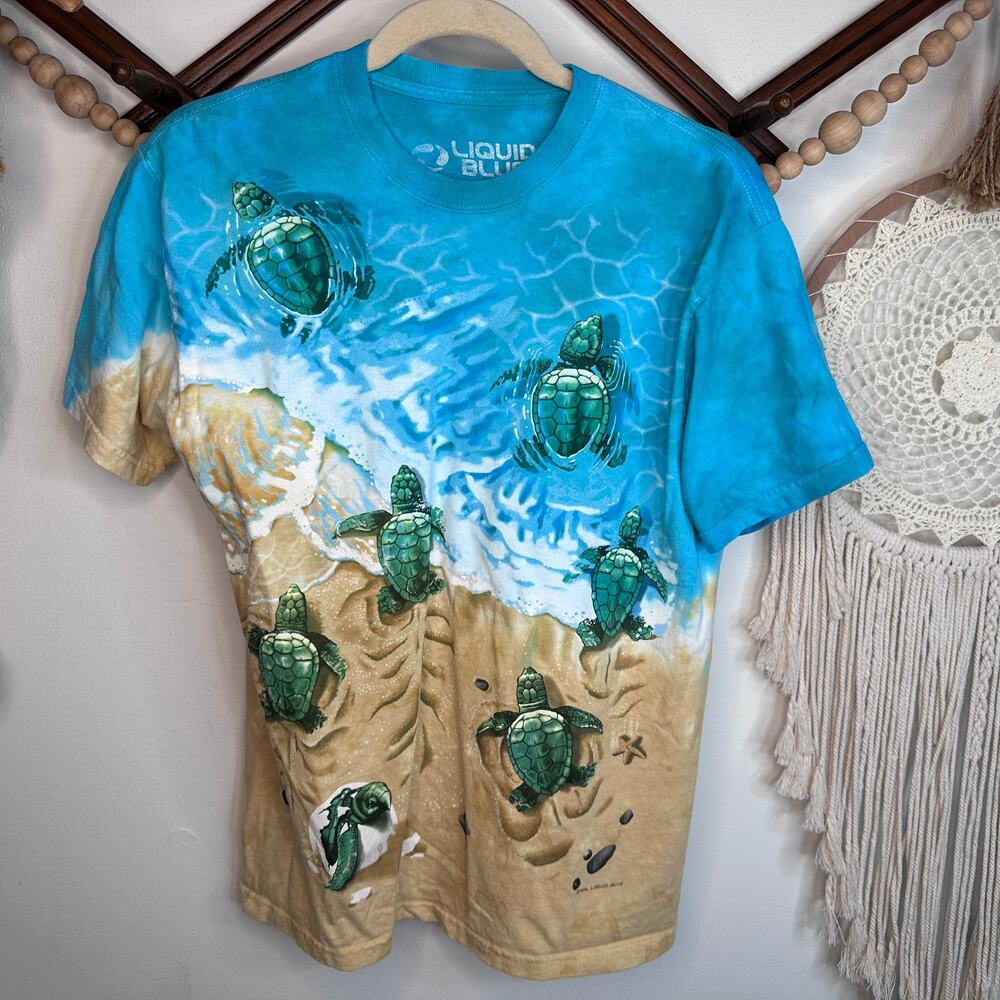 Liquid Blue Sea Turtle Ocean AOP Graphic Reprint T